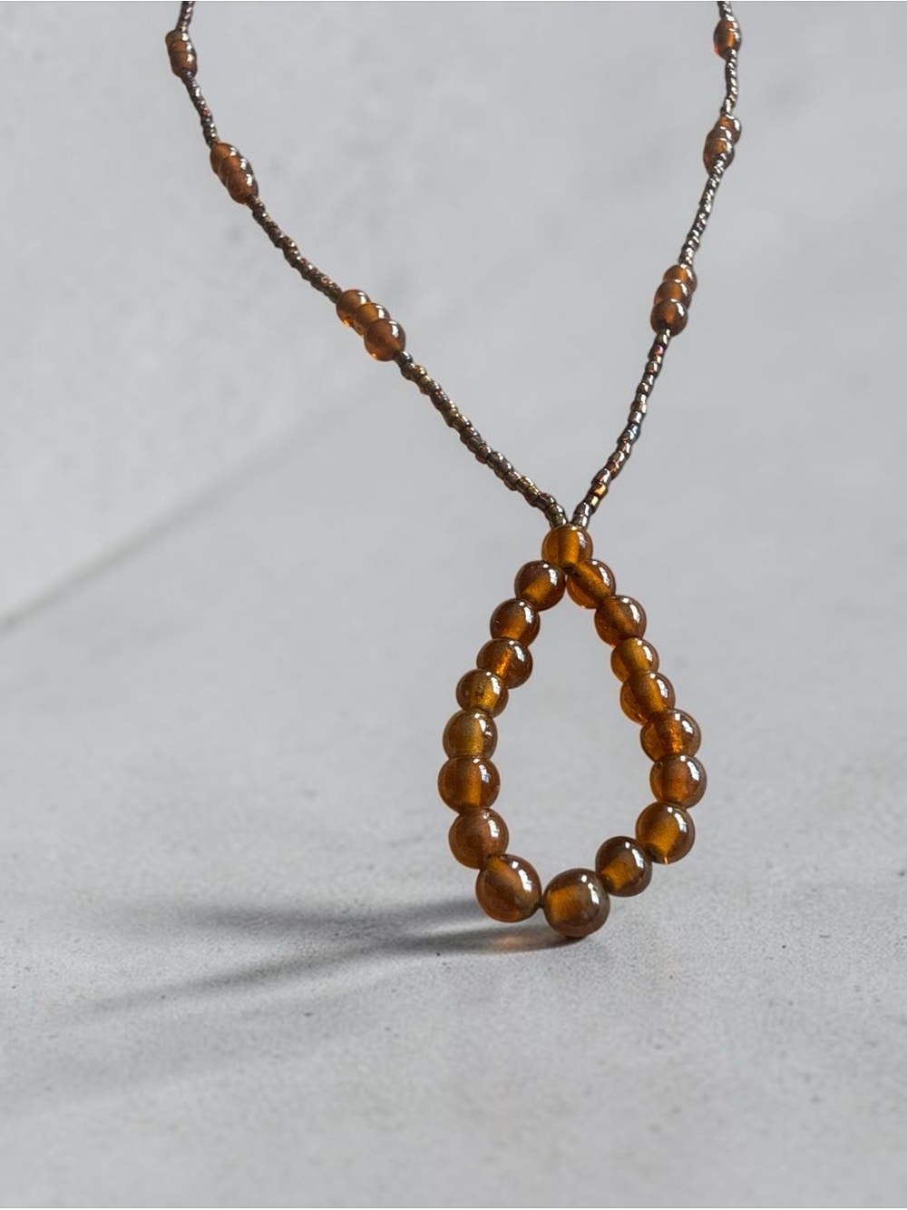 Beautiful Vintage Beaded Station Necklace with Unique Teardrop Loop Detail